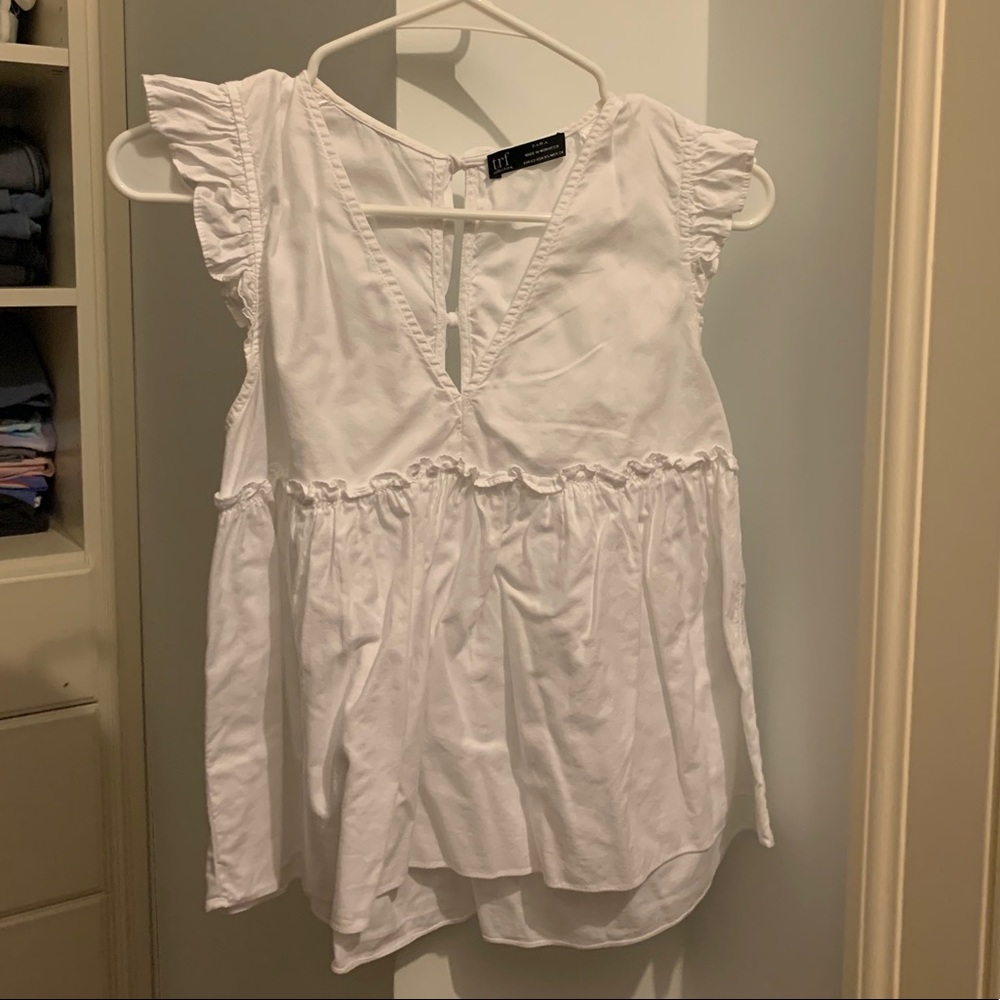 Zara White Ruffle Tank (size XS) - Picture 2 of 4